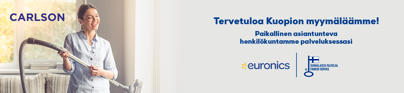 Euronics Kuopio Carlson  palvelee kodinkoneostoksissa osoitteessa Volttikatu 1.