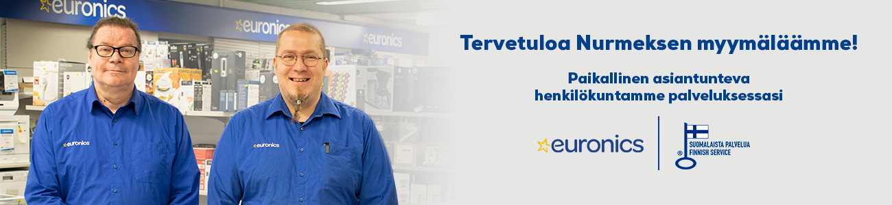 Euronics Nurmes palvelee kodinkoneostoksissa osoitteessa Porokylänkatu 30.