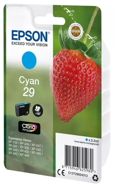 EPSON SINGLEPACK CYAN 29 - Musteet, paperit ja väripatruunat - 8715946625980 - 3