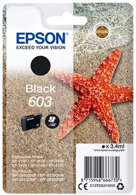 EPSON STARFISH SINGLEPACK BLACK 603 INK - Musteet, paperit ja väripatruunat - 8715946666730 - 1