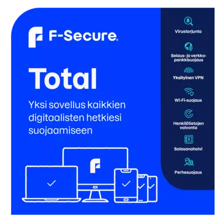 F-SECURE TOTAL (1 vuosi / 10 laitetta) E-KEY - Tietoturva ja antivirus - 6430052575180 - 1