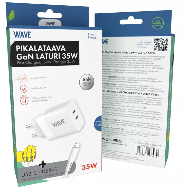 WAVE PIKALATAAVA GAN -VERKKOLATURI 35W - Kaapelit ja laturit - 6418312173970 - 1