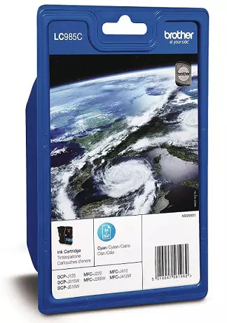 BROTHER LC985C VÄRIKASETTI CYAN - Musteet, paperit ja väripatruunat - 4977766675420 - 1