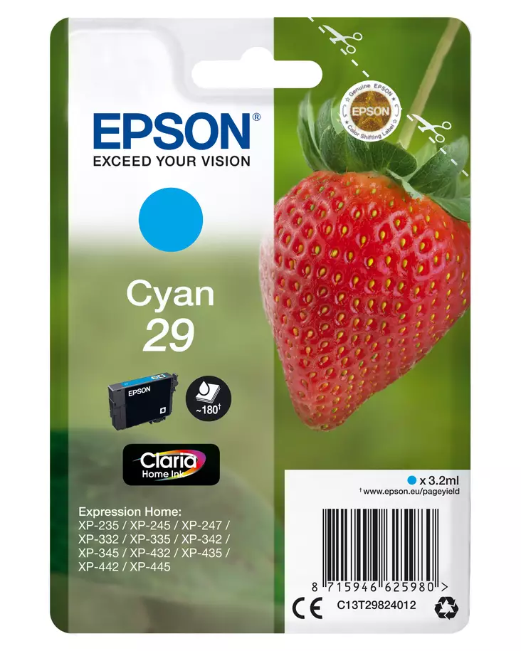 EPSON SINGLEPACK CYAN 29 - Musteet, paperit ja väripatruunat - 8715946625980 - 2