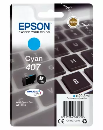 EPSON WF4745 SERIES CYAN 407 - Musteet, paperit ja väripatruunat - 8715946689500 - 1