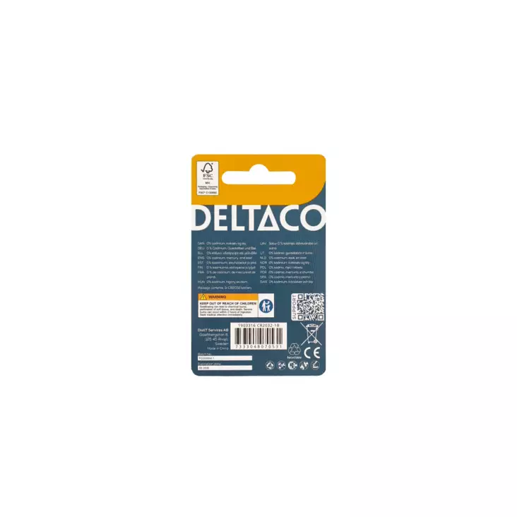 DELTACO CR2032 LITHIUM BATTERY - Accessories - 7333048070531 - 1