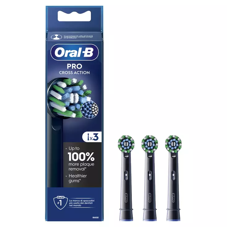 ORAL-B CROSSACTION VAIHTOHARJA CLEANMAXIMISER -TEKNIIKALLA 3KPL MUSTA - Vaihtoharjat - 8006540893531 - 1