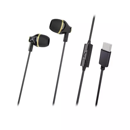 WAVE USB-C NAPPIKUULOKKEET MIKROFONILLA MUSTA/KULTA - Nappikuulokkeet - 6418312173932 - 2