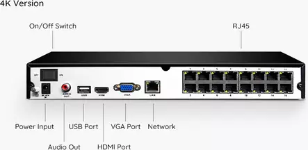 REOLINK RLN16-410 NVS16 4K ULTRAHD POE TALLENNIN 4T - VALVONTAKAMERAT - 6975253986552 - 2
