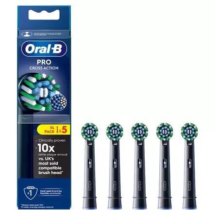 ORAL-B CROSSACTION VAIHTOHARJA CLEANMAXIMISER -TEKNIIKALLA 5KPL MUSTA - Vaihtoharjat - 8006540893432 - 1