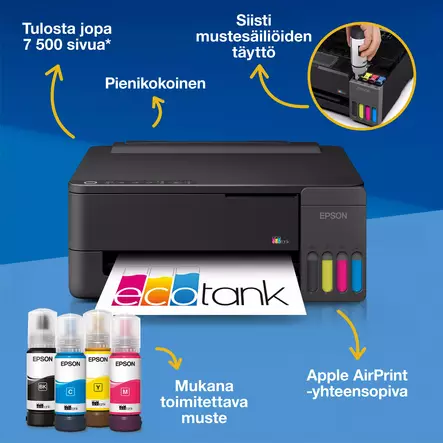 EPSON ET-1910 ECOTANK MUSTESÄILIÖTULOSTIN - Ecotank - 8715946741512 - 2