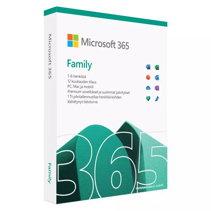 MICROSOFT 365 FAMILY OFFICE-PAKETTI (1 VUODEN TILAUS) - Office - 196388538812 - 1