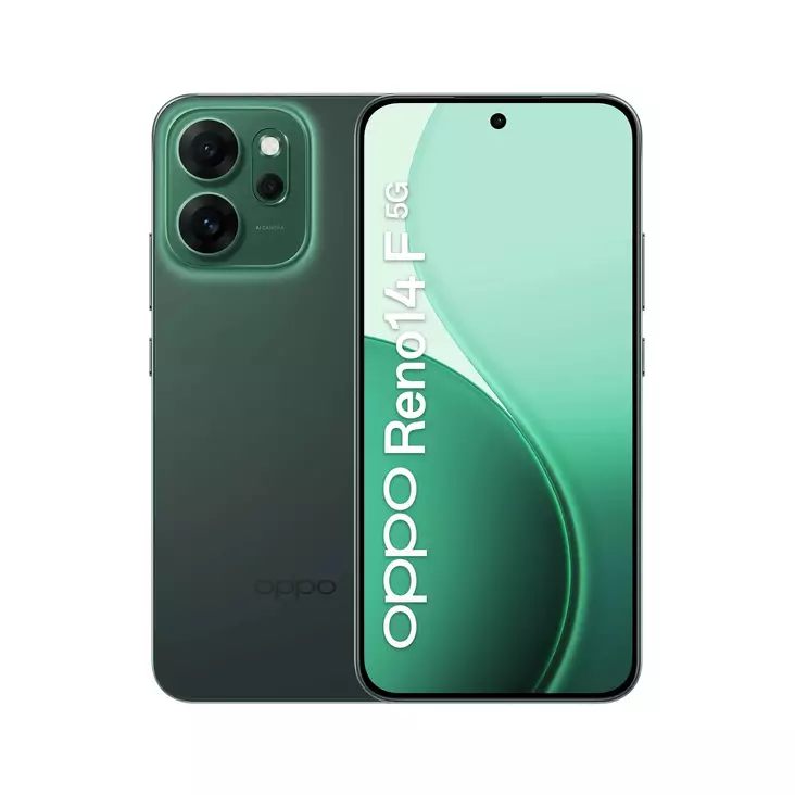 OPPO RENO14F 5G 8GB/256GB LUMINOUS GREEN - Matkapuhelimet - 6932169376662 - 1