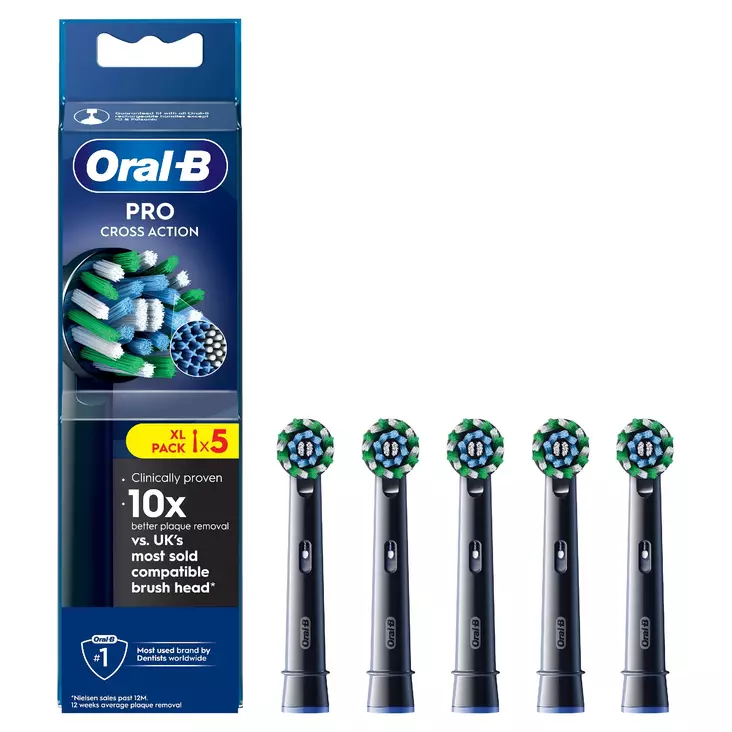 ORAL-B CROSSACTION VAIHTOHARJA CLEANMAXIMISER -TEKNIIKALLA 5KPL MUSTA - Vaihtoharjat - 8006540893432 - 1