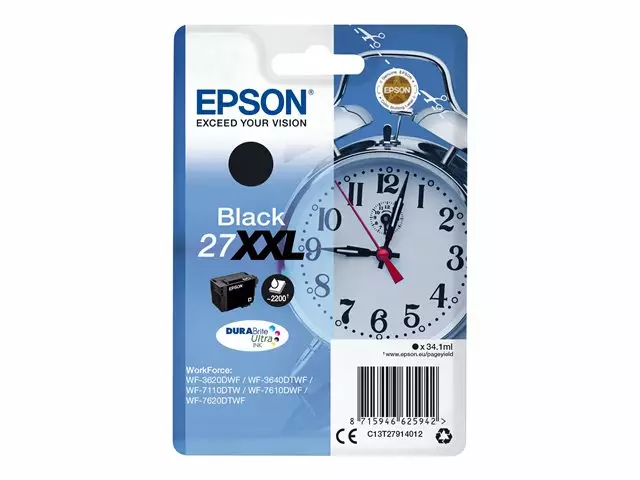 EPSON 27XXL INK CARTRIDGE BLACK - Musteet, paperit ja väripatruunat - 8715946625942 - 2
