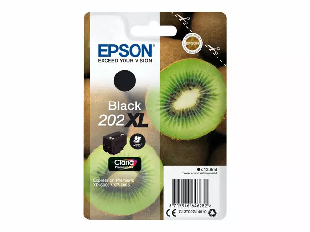 EPSON KIWI 202 BLACK XL SINGLE - Musteet, paperit ja väripatruunat - 8715946646282 - 2