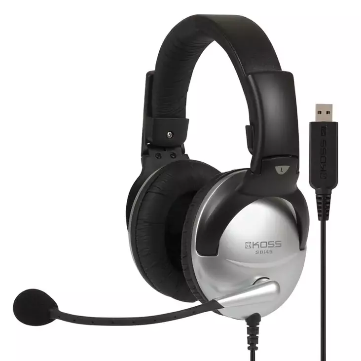 KOSS SB45 USB OVER-EAR KUULOKE MIKROFONILLA MUSTA/HOPEA - Langalliset kuulokkeet - 212991782012 - 1