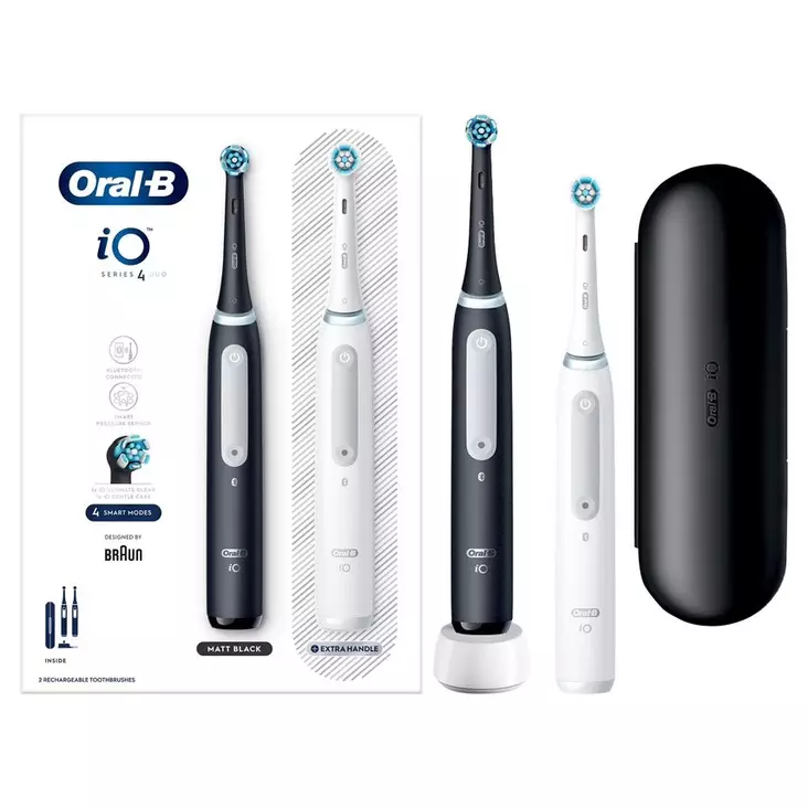 ORAL-B iO4DUO SÄHKÖHAMMASHARJA BLACK/WHITE TUPLARUNKO - Sähköhammasharjat - 4210201414742 - 1