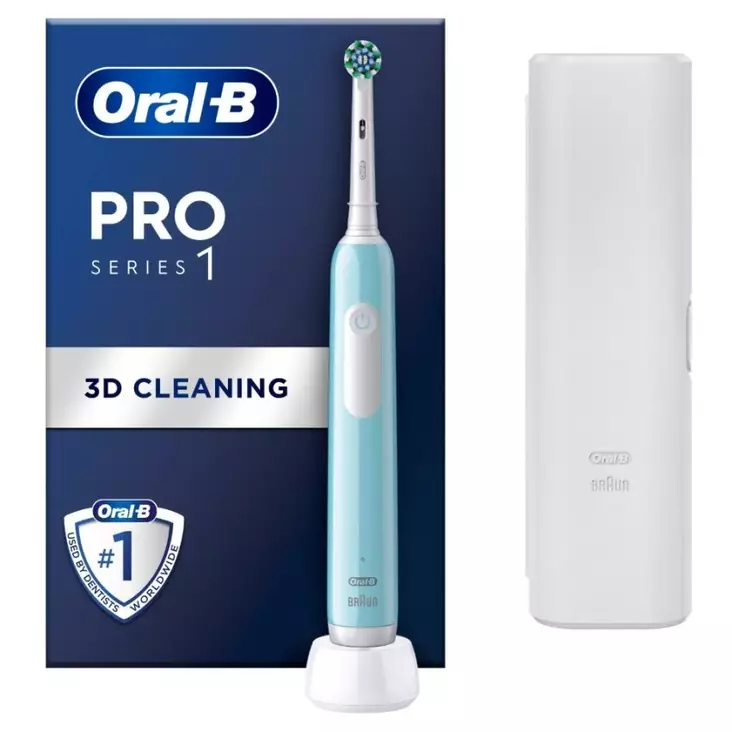ORAL-B PRO1 TURQUOISE SÄHKÖHAMMASHARJA + MATKAKOTELO - Sähköhammasharjat - 8001090914132 - 1