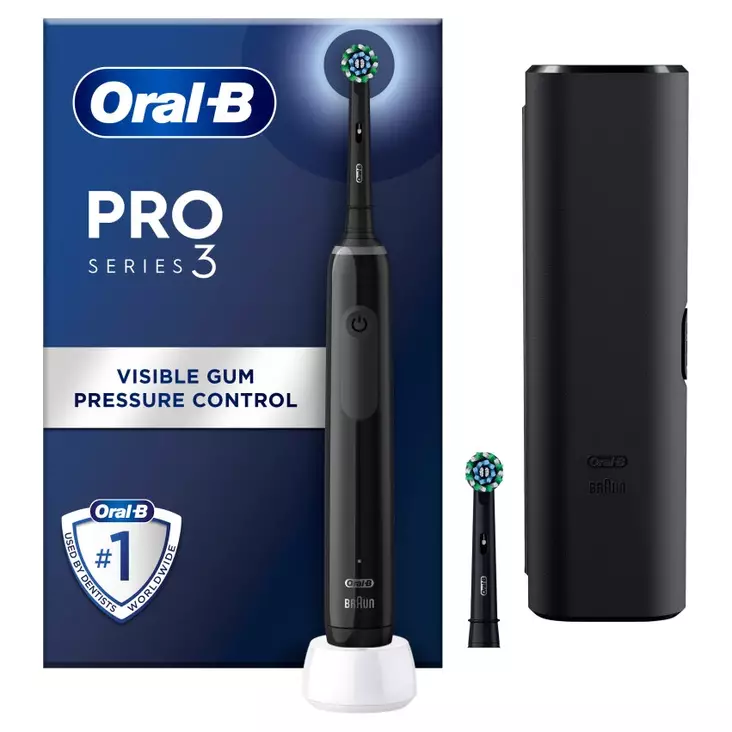 ORAL-B PRO3 BLACK SÄHKÖHAMMASHARJA + MATKAKOTELO - Sähköhammasharjat - 8006540759912 - 1