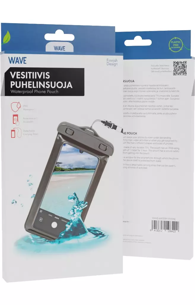 WAVE VESITIIVIS PUHELINSUOJA 16,3x8,5CM MUSTA - Suojakuoret, laukut ja kotelot - 6418312108422 - 1