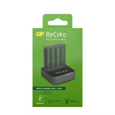 RECYKO SPEED LATAUSASEMA USB 4xAA AKKU 2600mAh - Muut tarvikkeet - 4891199199493 - 1