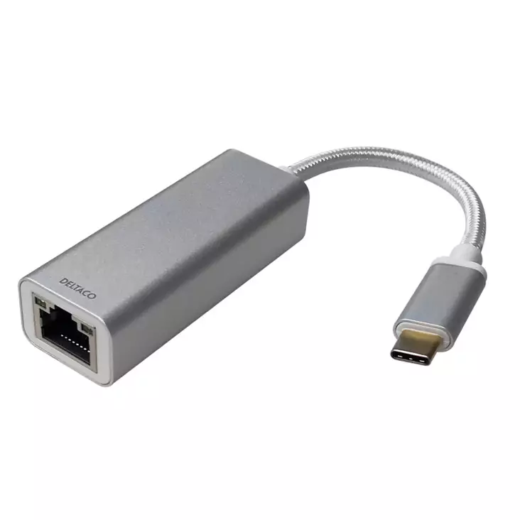 DELTACO USB-C NETWORK ADAPTOR - Kaapelit ja adapterit - 7333048056573 - 1
