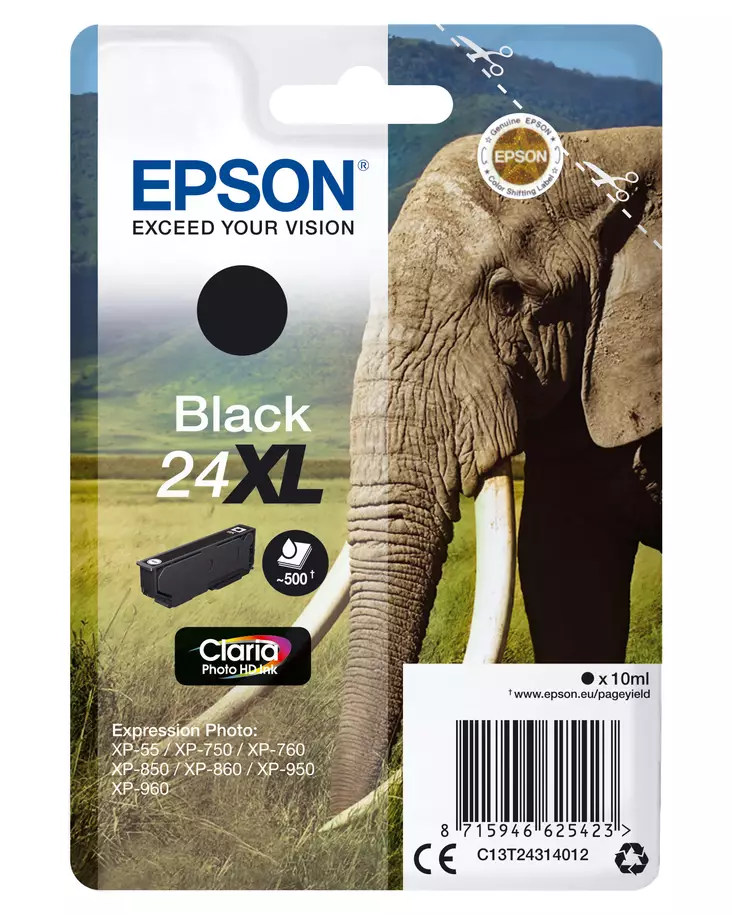 EPSON INK SINGLEPACK BLACK 24XL - Musteet, paperit ja väripatruunat - 8715946625423 - 2
