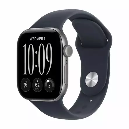 APPLE WATCH SERIES 12 GPS + CELLULÄR 46MM RYMDGRÅ ALUMINIUMKLOCKA MED NAVY BLÅ SPORTBAND - M/L - Smartklockor & Träningsklockor - 195951231754 - 6