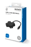 DELTACO USB-C HUB, 4X USB-A - Kaapelit ja adapterit - 7333048065254 - 2