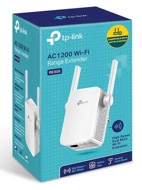 TP-Link AC1200 Mesh Wi-Fi Extender – Dual Band 300+867 Mbps, Compatibile Con OneMesh, Segnale Smart