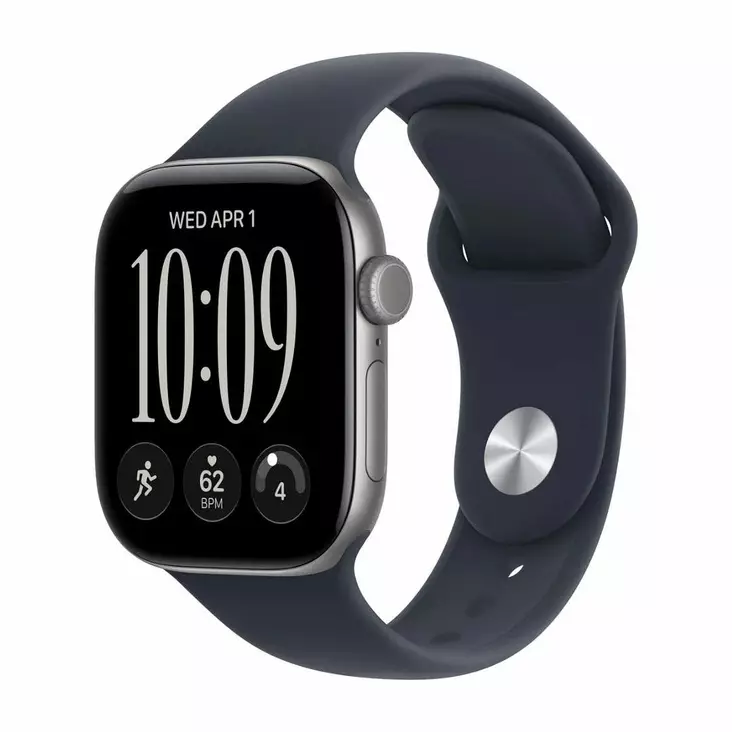 APPLE WATCH SERIES 12 GPS + CELLULÄR 46MM RYMDGRÅ ALUMINIUMKLOCKA MED NAVY BLÅ SPORTBAND - M/L - Smartklockor & Träningsklockor - 195951231754 - 6