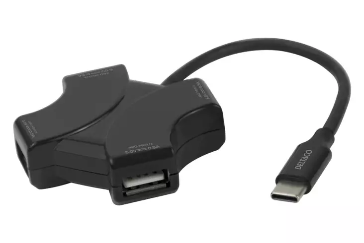 DELTACO USB-C HUB, 4X USB-A - Kaapelit ja adapterit - 7333048065254 - 1