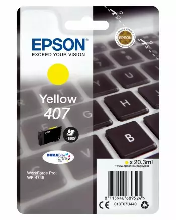 EPSON WF-4745 SERIES YELLOW 407 - Musteet, paperit ja väripatruunat - 8715946689524 - 1