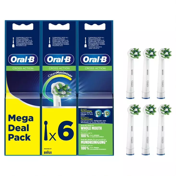ORAL-B CROSSACTION VAIHTOHARJA CLEANMAXIMISER 6 KPL - Vaihtoharjat - 4210201325314 - 3