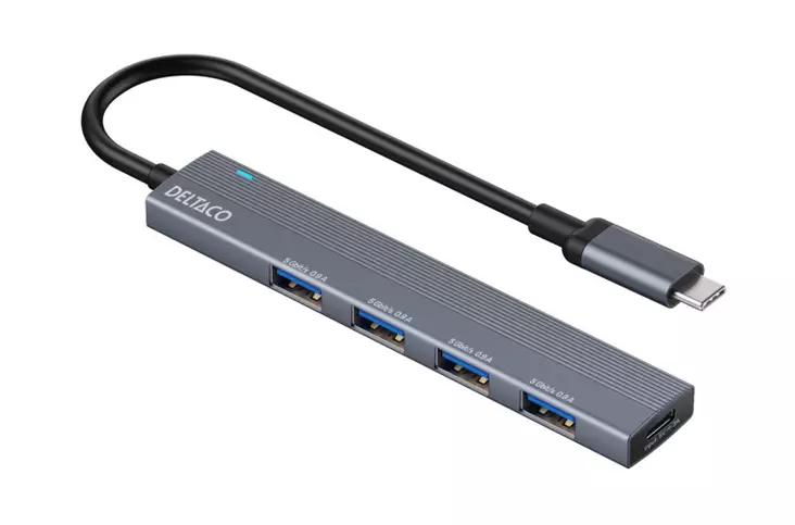 DELTACO USB-C HUB, 5 GBPS - Kablar & Adaptrar - 7333048070005 - 1
