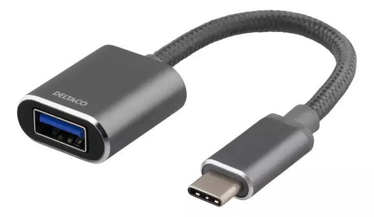 DELTACO USB-C 3.1 GEN 1 TO - USB-A OTG SOVITIN - Kaapelit ja adapterit - 7333048027535 - 1