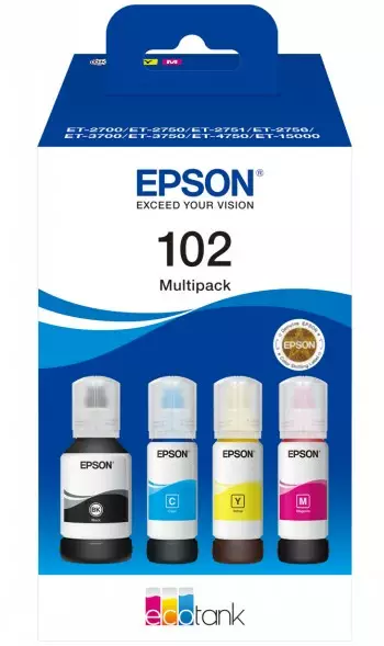 EPSON ECOTANK 102 4-COLOUR MULTIPACK - Musteet, paperit ja väripatruunat - 8715946684895 - 1