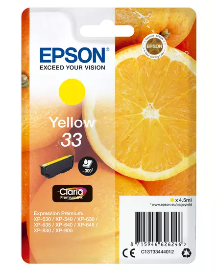 EPSON SINGLEPACK YELLOW 33 - Musteet, paperit ja väripatruunat - 8715946626246 - 2