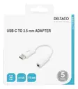 DELTACO USB-C SOVITIN 3.5MM VALKOINEN 11CM - Kaapelit ja laturit - 7333048043306 - 8