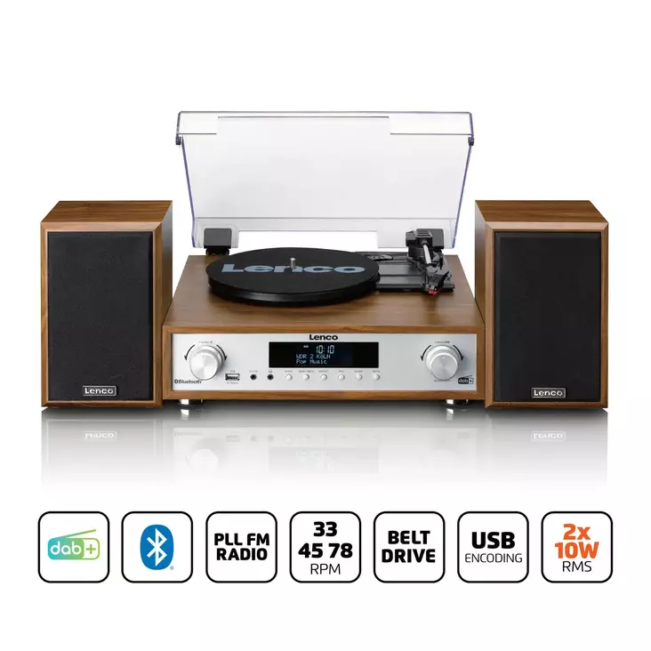 LENCO MC160WD FM-RADIO/LEVYSOITINYHDISTELMÄ - Stereot ja mikrohifi - 8711902080046 - 2