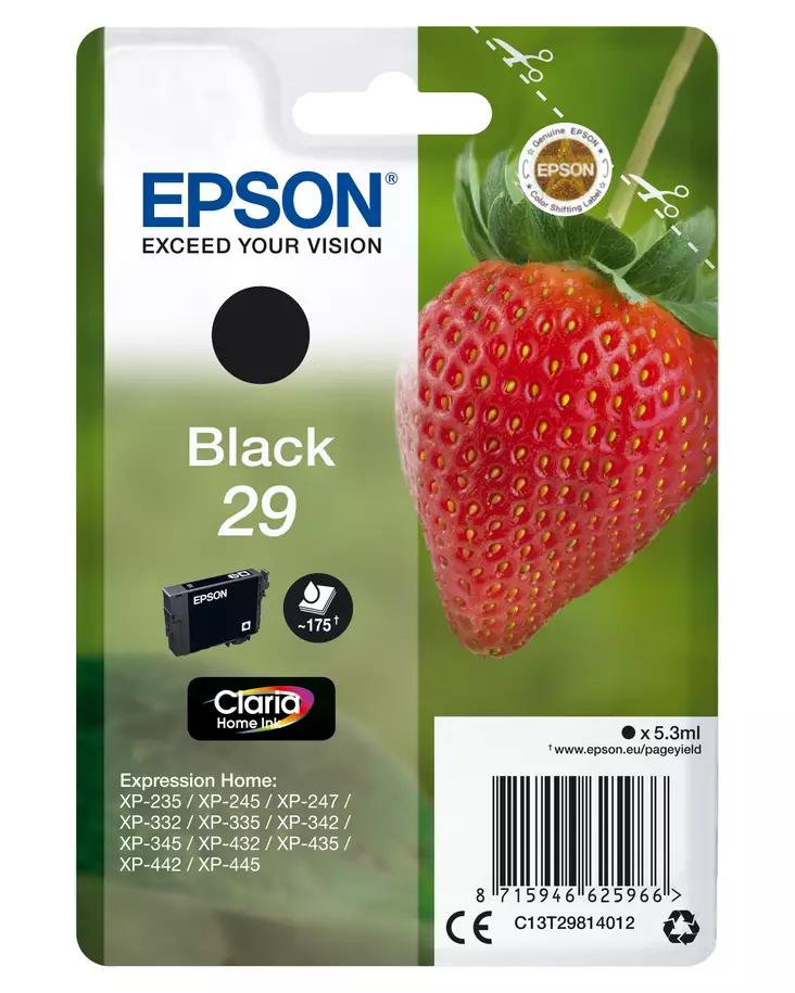 EPSON SINGLEPACK BLACK 29 - Musteet, paperit ja väripatruunat - 8715946625966 - 2