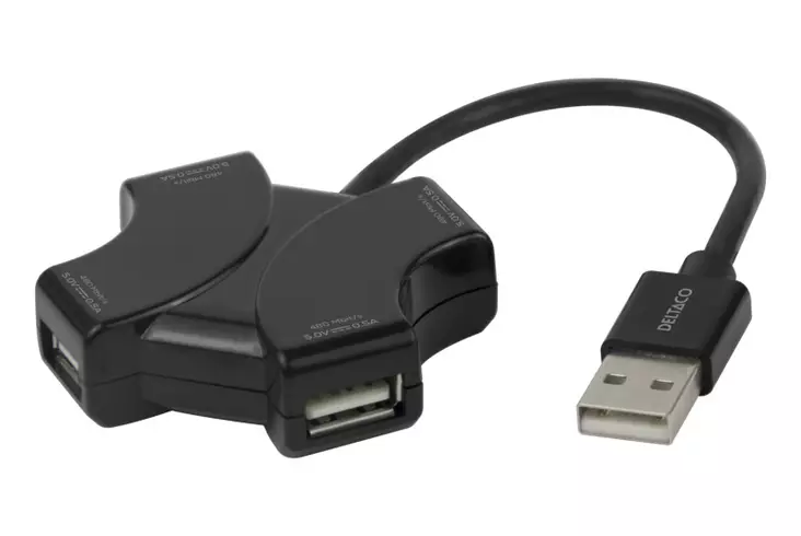 DELTACO USB-A HUB, 480 MBPS - Kaapelit ja adapterit - 7333048065247 - 1