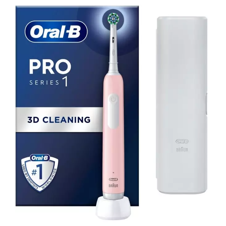 ORAL-B PRO1 PINK SÄHKÖHAMMASHARJA + MATKAKOTELO - Sähköhammasharjat - 8001090914217 - 1