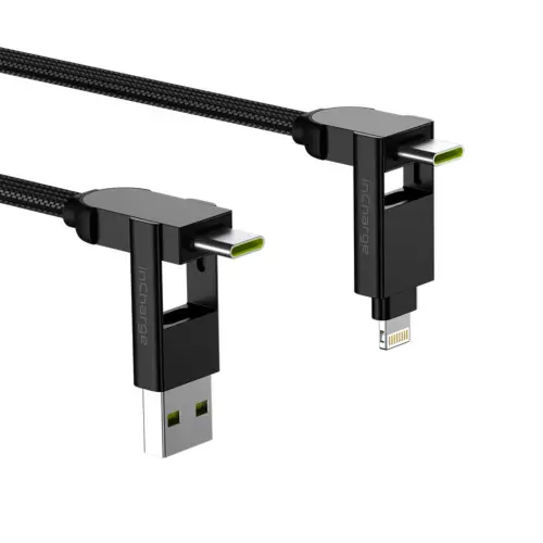 ROLLING SQUARE INCHARGE X MAX 100W USB-C/LIGHTNING/M.USB 1,5M MUSTA - Kaapelit ja laturit - 7640170468557 - 1