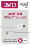 GRATEQ USB-C - MICRO-USB KAAPELI 1.5M VALKOINEN - Kaapelit ja adapterit - 6438327850598 - 1
