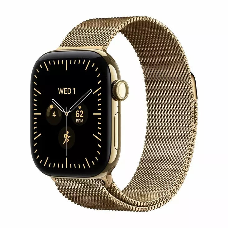 APPLE WATCH SERIE 12 GPS + CELLULÄR 42MM RADIANT GULD TITANHUS MED RADIANT GULD MILANESE LOOP - Smartklockor & Träningsklockor - 195951234038 - 6