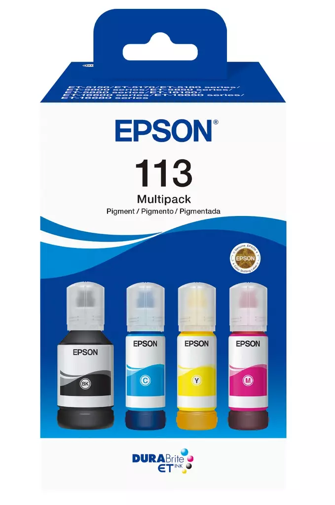 EPSON 113 ECOTANK 4-COLOUR MUSTESÄILIÖPAKKAUS - Musteet, paperit ja väripatruunat - 8715946736518 - 2