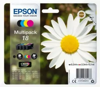 EPSON 18 INK CARTRIDGE 4-PACK MULTIPACK - Musteet, paperit ja väripatruunat - 8715946625188 - 1
