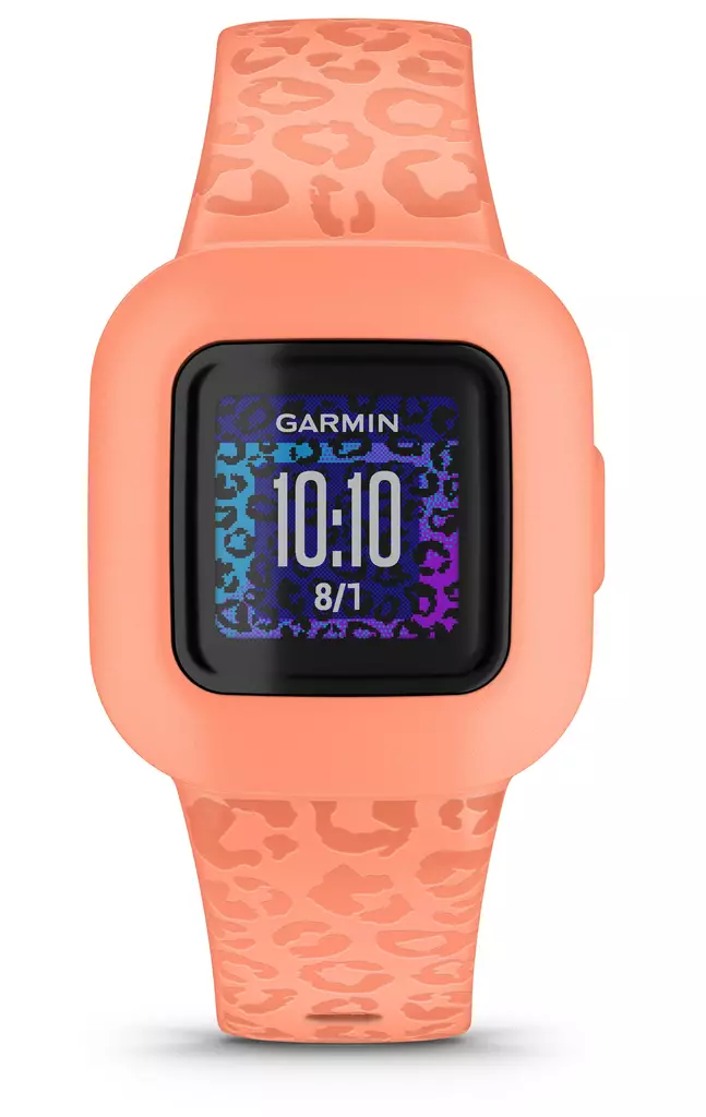 GARMIN VIVOFIT JR3 PEACH LEOPARD AKTIIVISUUSRANNEKE - Älykellot ja aktiivisuusrannekkeet - 753759298968 - 2